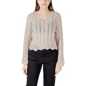 Only Open Knit Lace Pullover Sweater Women Beige Knitwear